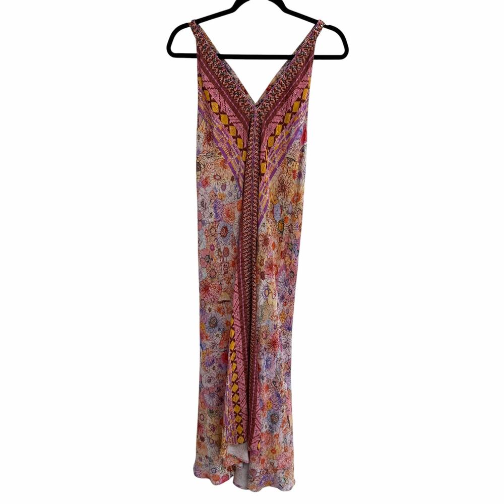 Johnny Was Eva Maxi Dress Pink Floral Studded Neckline Womens Small - Picture 2 of 8
